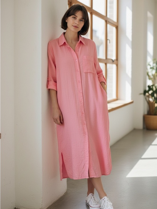 Universal Thread Dresses & Skirts - Universal Thread Pink Midi Shirt Dress